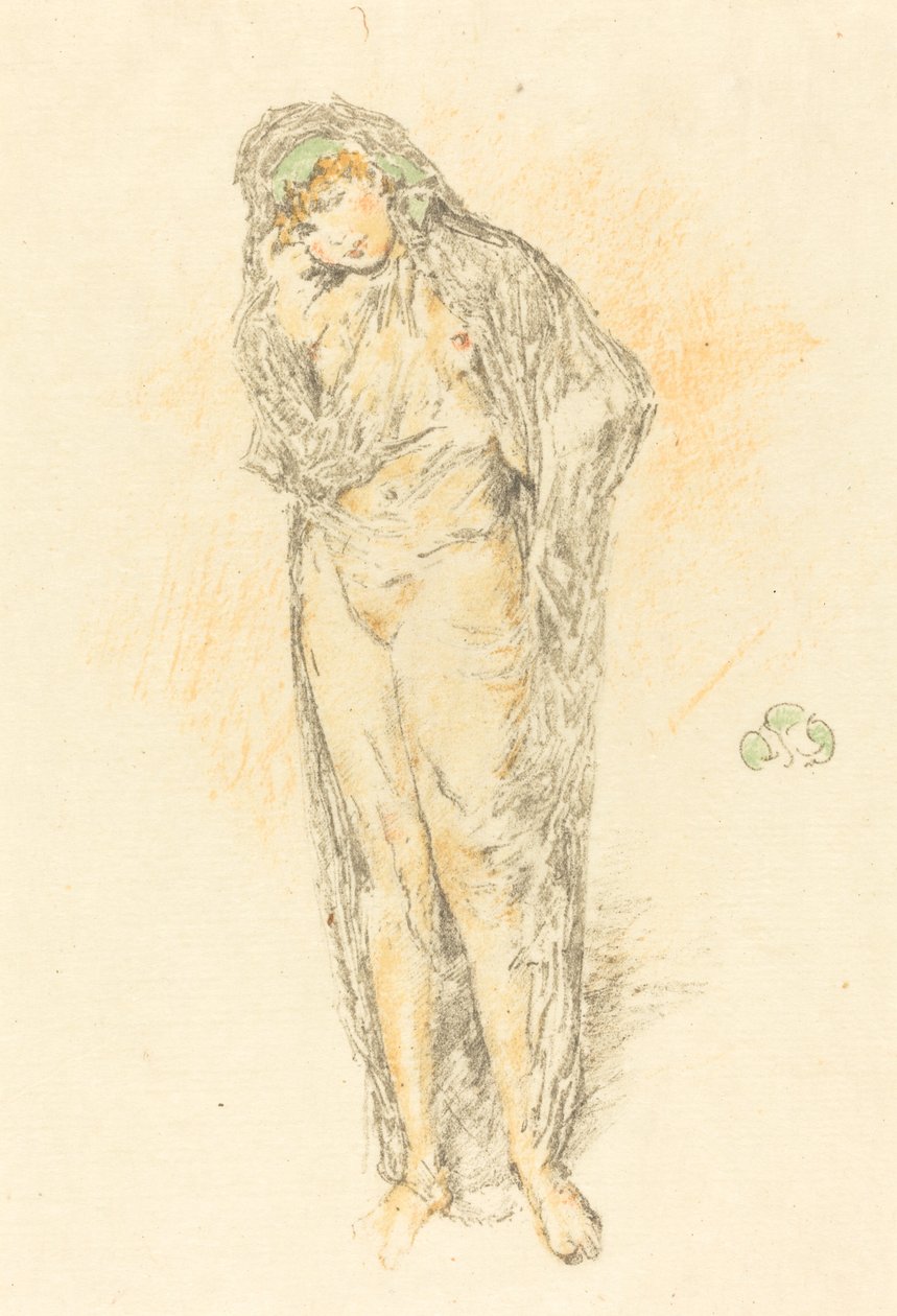 Draperad figur, stående av James Abbott McNeill Whistler