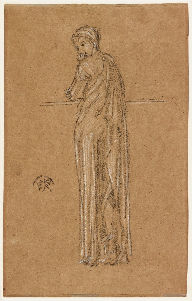 Draperad figur stående av James Abbott McNeill Whistler