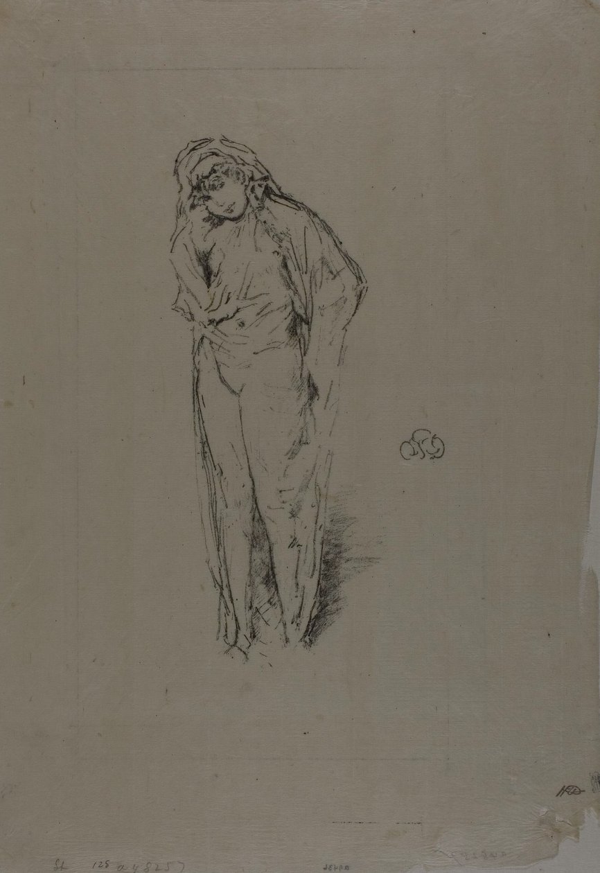 Draperad figur, stående av James Abbott McNeill Whistler