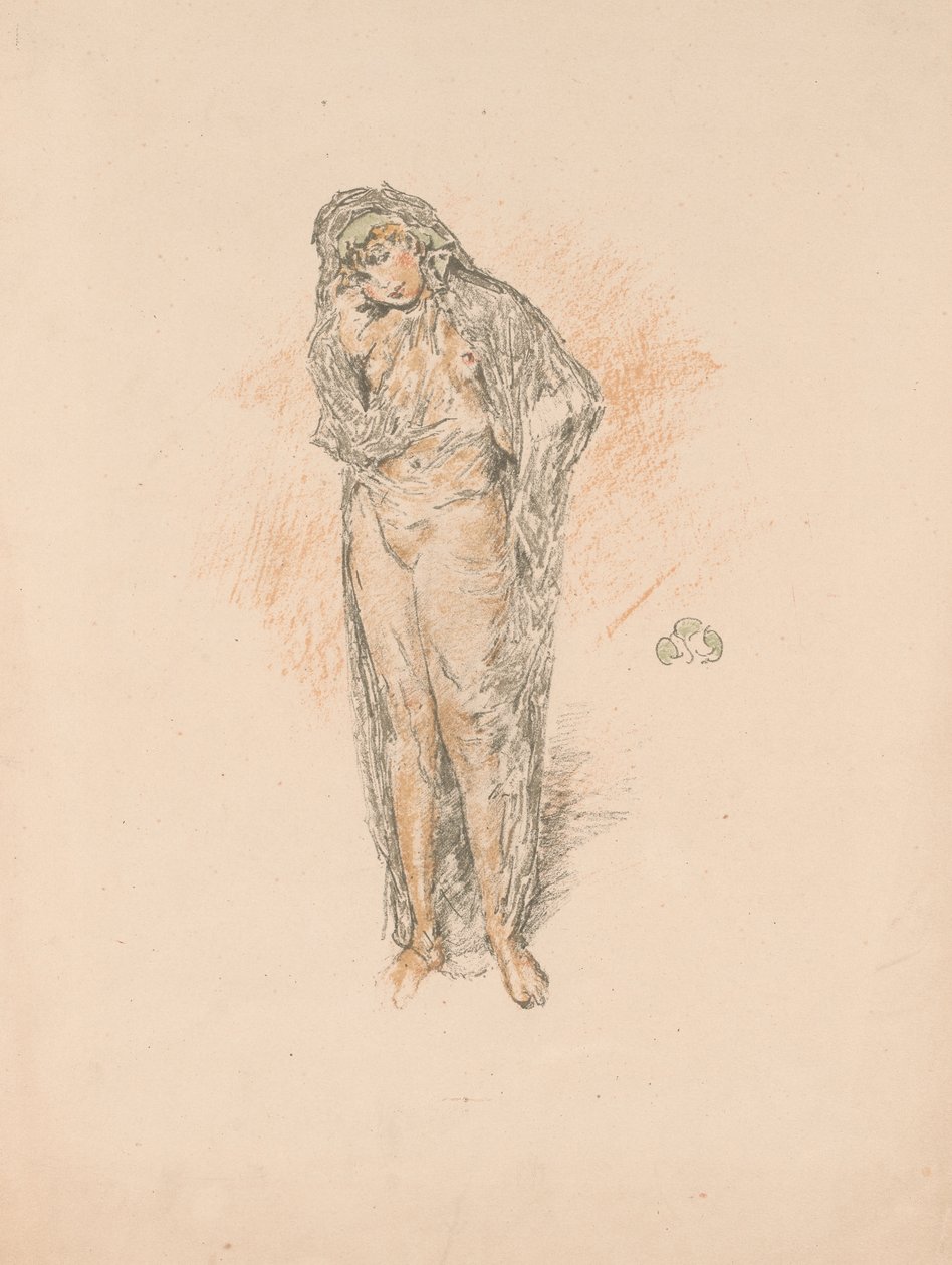 Draperad figur, stående av James Abbott McNeill Whistler