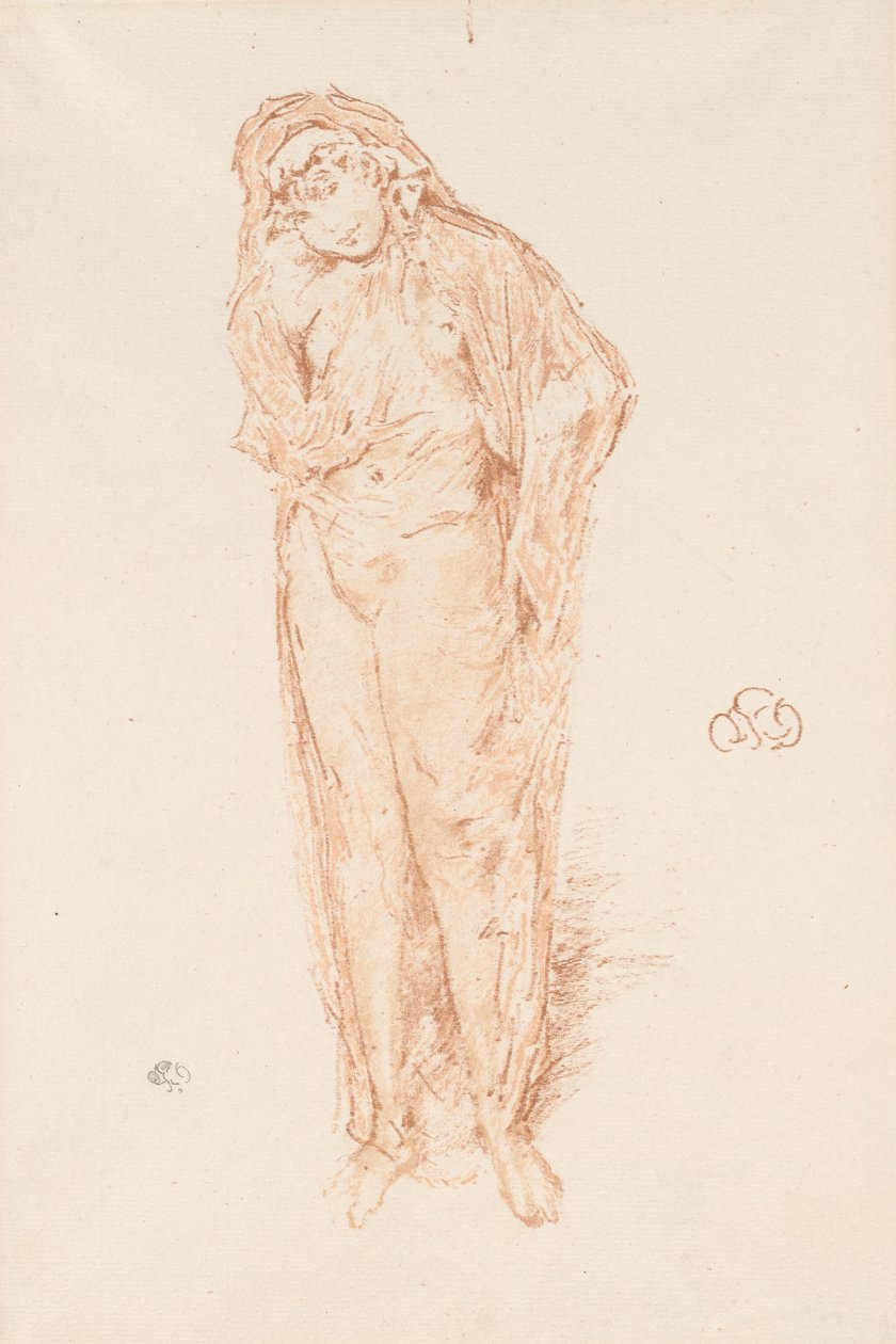 Draperad figur, stående av James Abbott McNeill Whistler