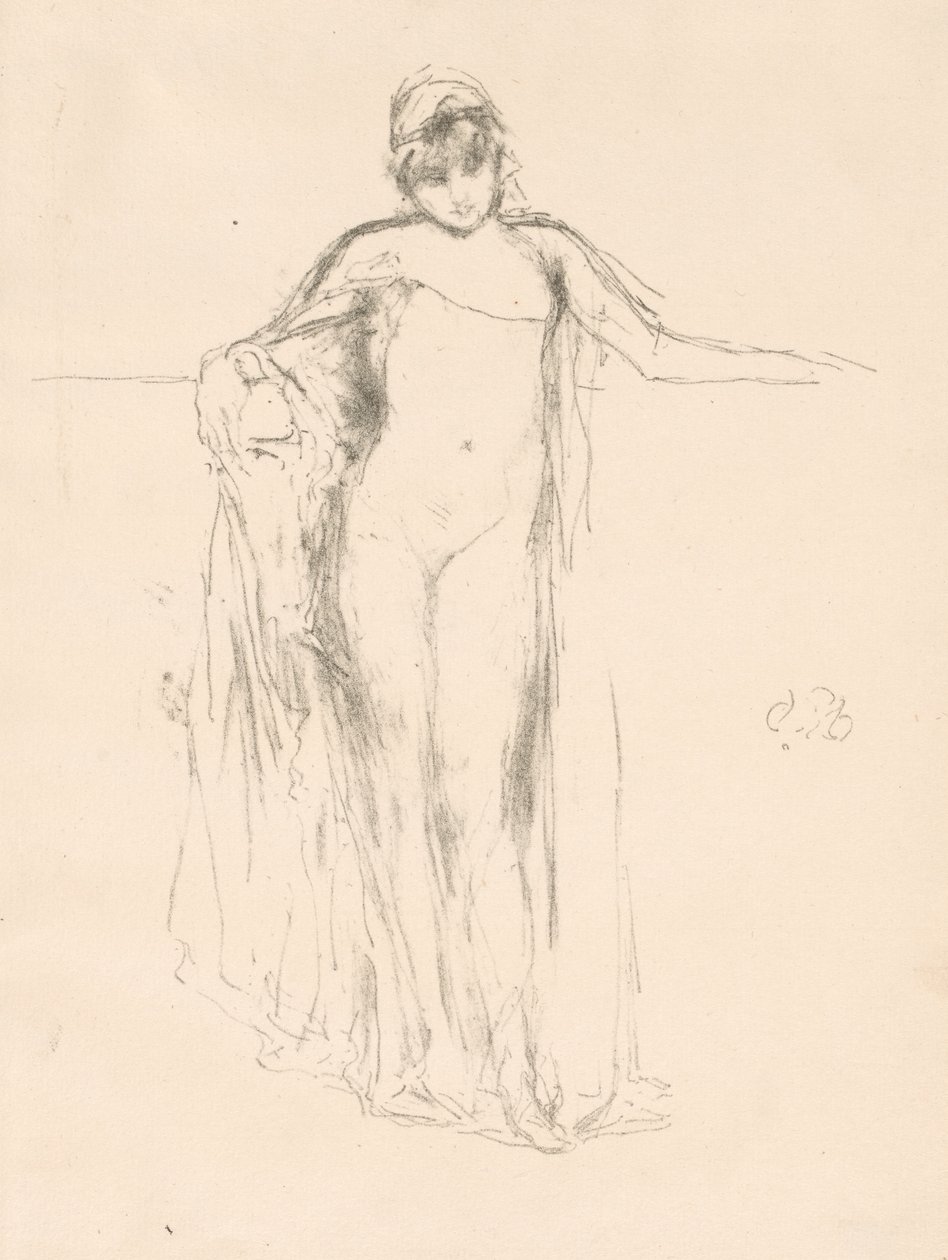 Draperad modell, stående av James McNeill Whistler