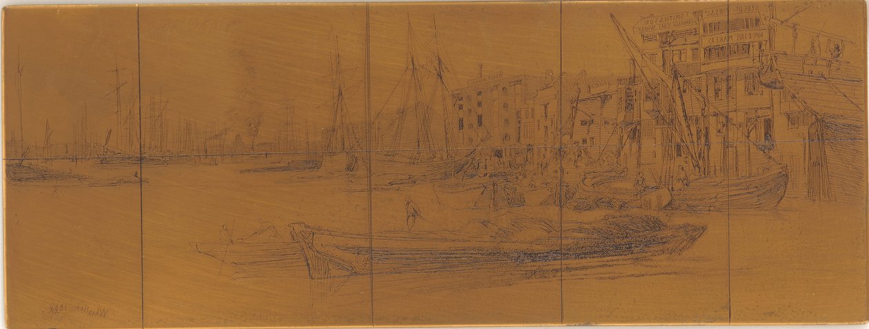 Etsplåt: Thames Warehouses av James Abbott McNeill Whistler