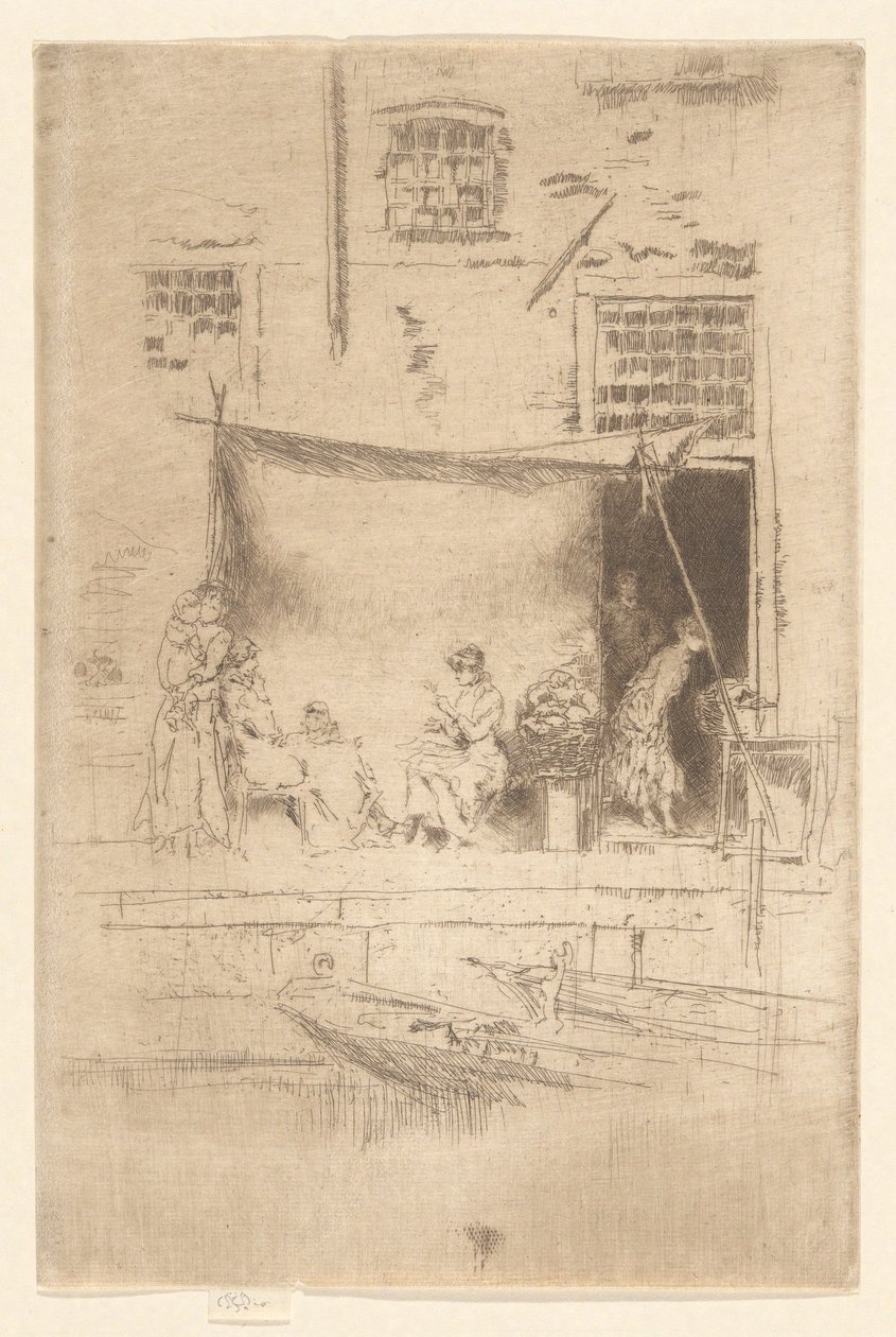 Fruit Stall, från den andra Venedig-uppsättningen (en uppsättning av tjugosex etsningar) av James Abbott McNeill Whistler