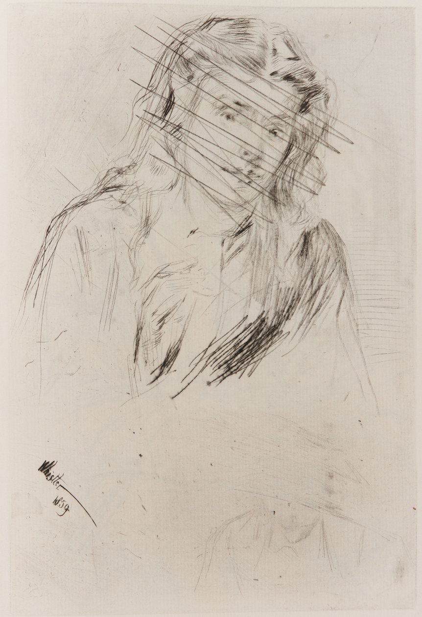Fumettes böjda huvud av James Abbott McNeill Whistler