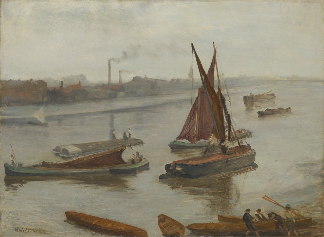 Grått och silver: Gamla Battersea Reach av James McNeill Whistler