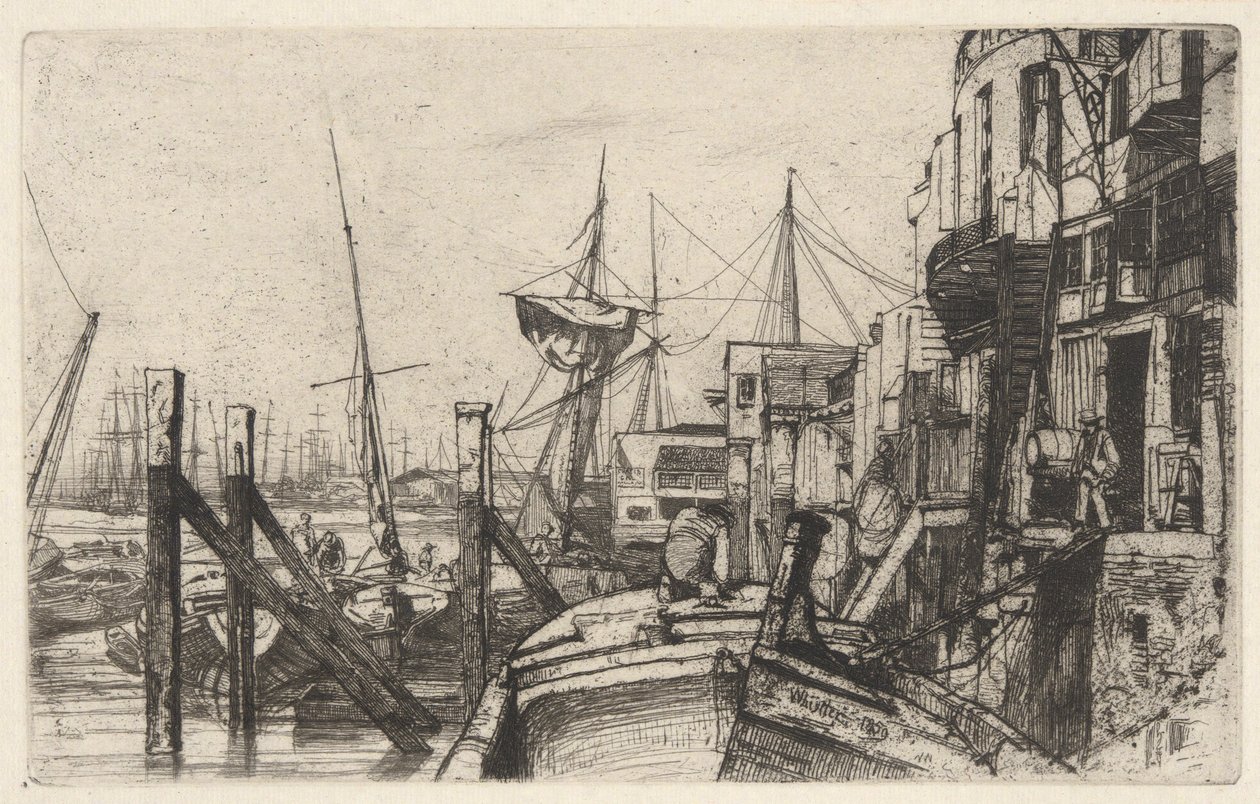 Limehouse, från Thames Set (En serie sexton etsningar av scener på Themsen och andra ämnen) av James Abbott McNeill Whistler
