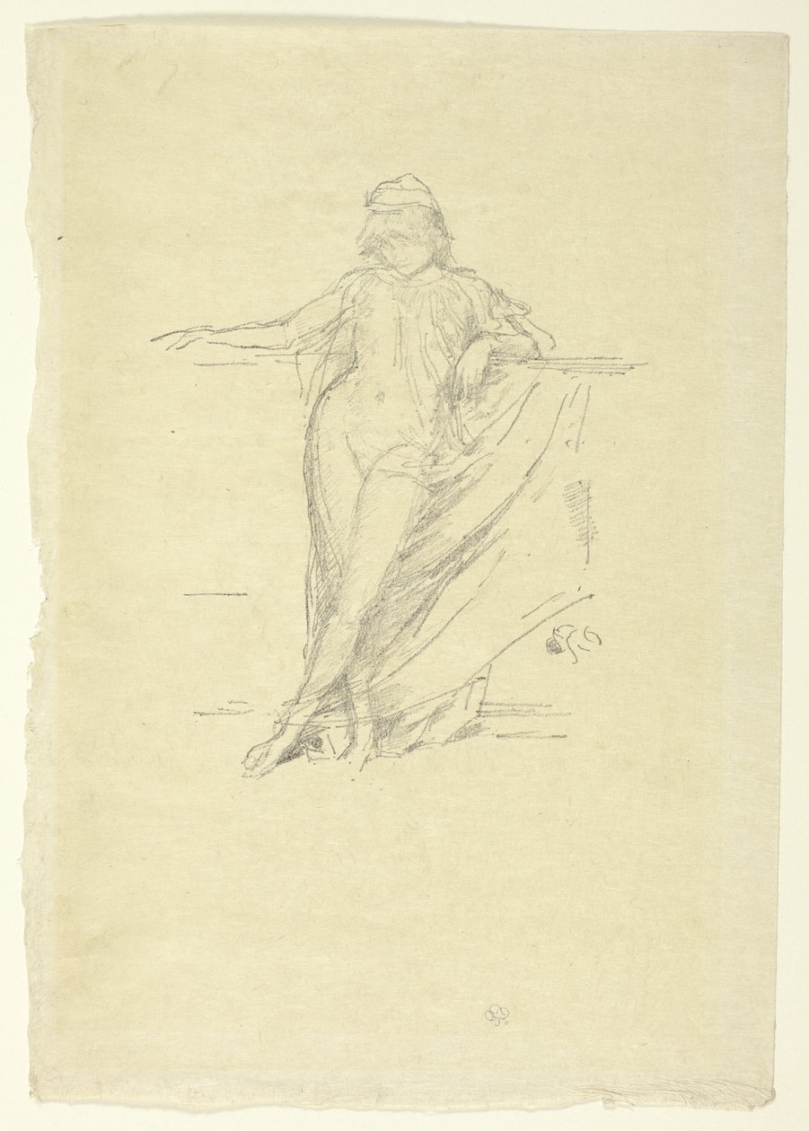 Liten draperad figur, lutande av James Abbott McNeill Whistler