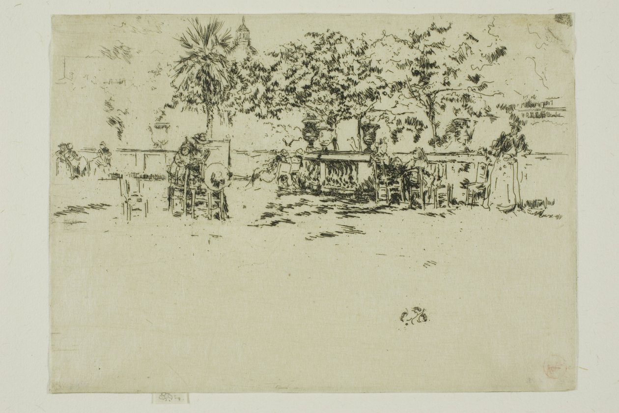 Little Terrace, Luxemburgs trädgård av James Abbott McNeill Whistler