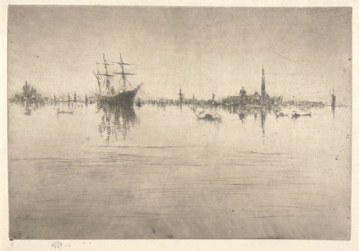 Nocturne, från den första Venedig-uppsättningen (Venedig, en serie med tolv etsningar) av James Abbott McNeill Whistler
