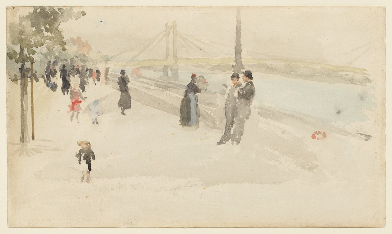 Rosa och silver - Chelsea, kajen av James McNeill Whistler