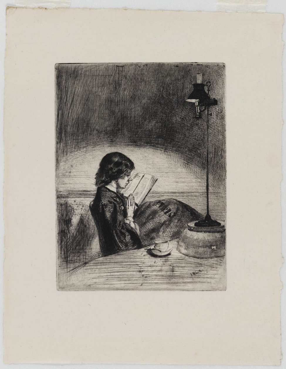 Läsning av Lamplight av James Abbott McNeill Whistler