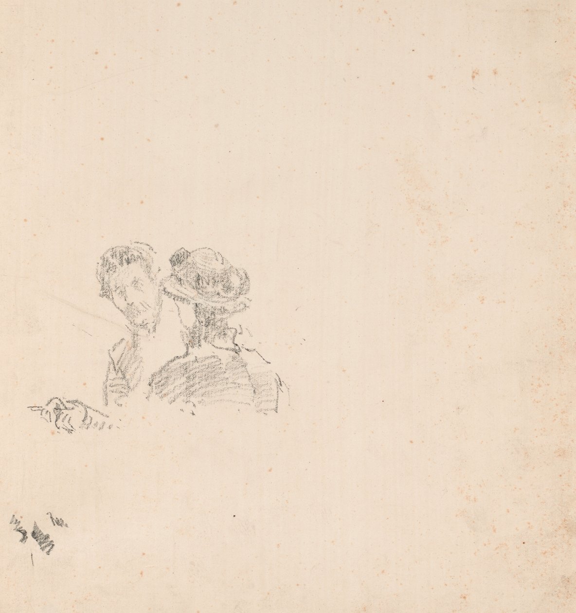 Skiss: Självporträtt med Miss R. Birnie Philip av James McNeill Whistler