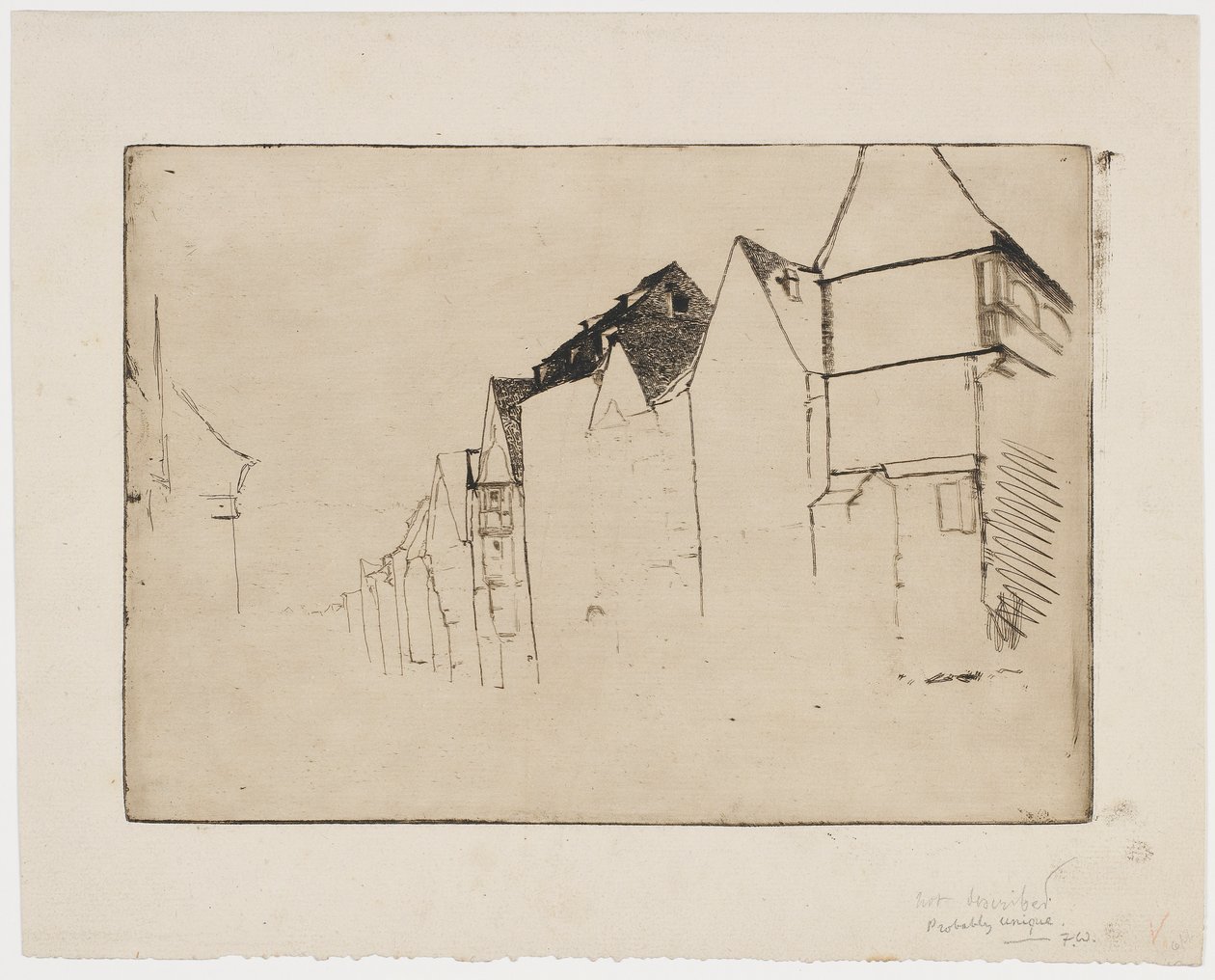 Skiss av hus av James Abbott McNeill Whistler