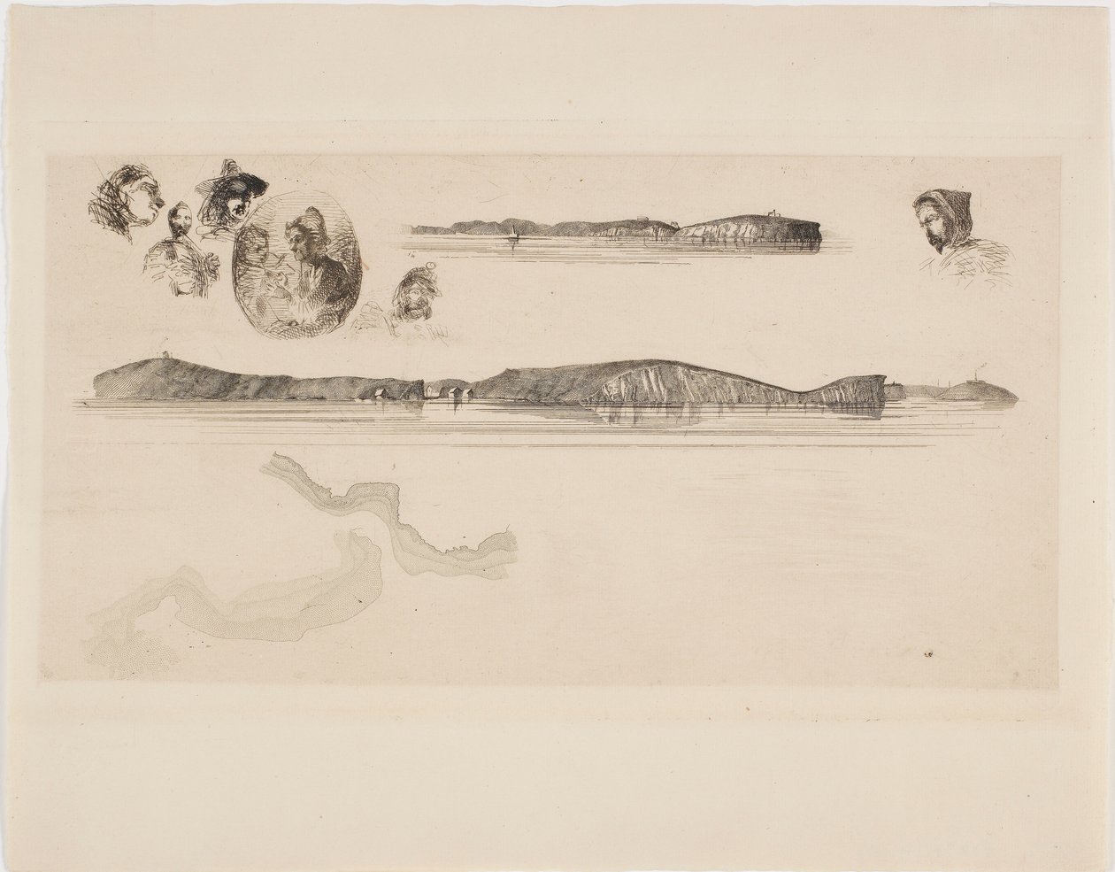 Skisser på kustmätningsplattan av James Abbott McNeill Whistler