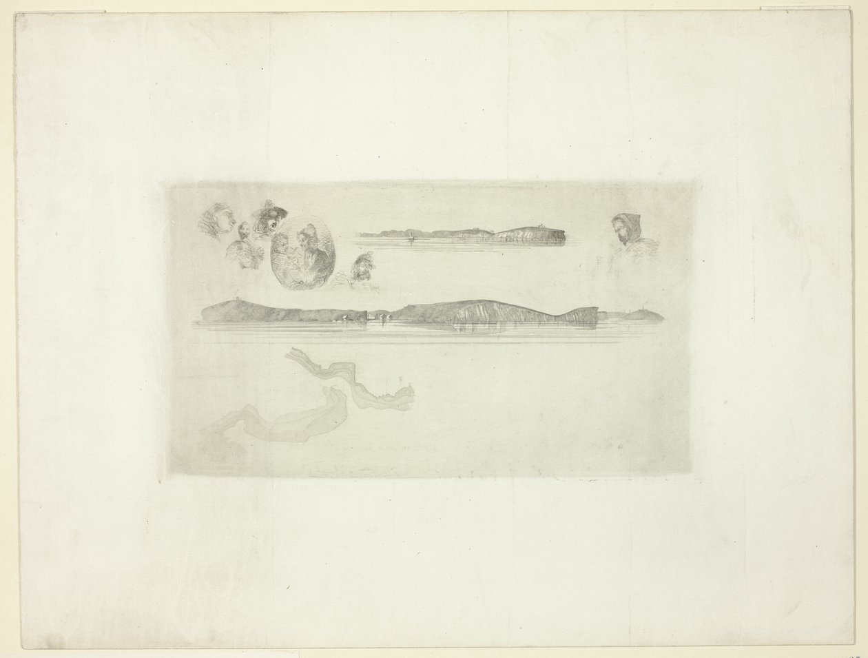 Skisser på kustmätningsplattan av James Abbott McNeill Whistler