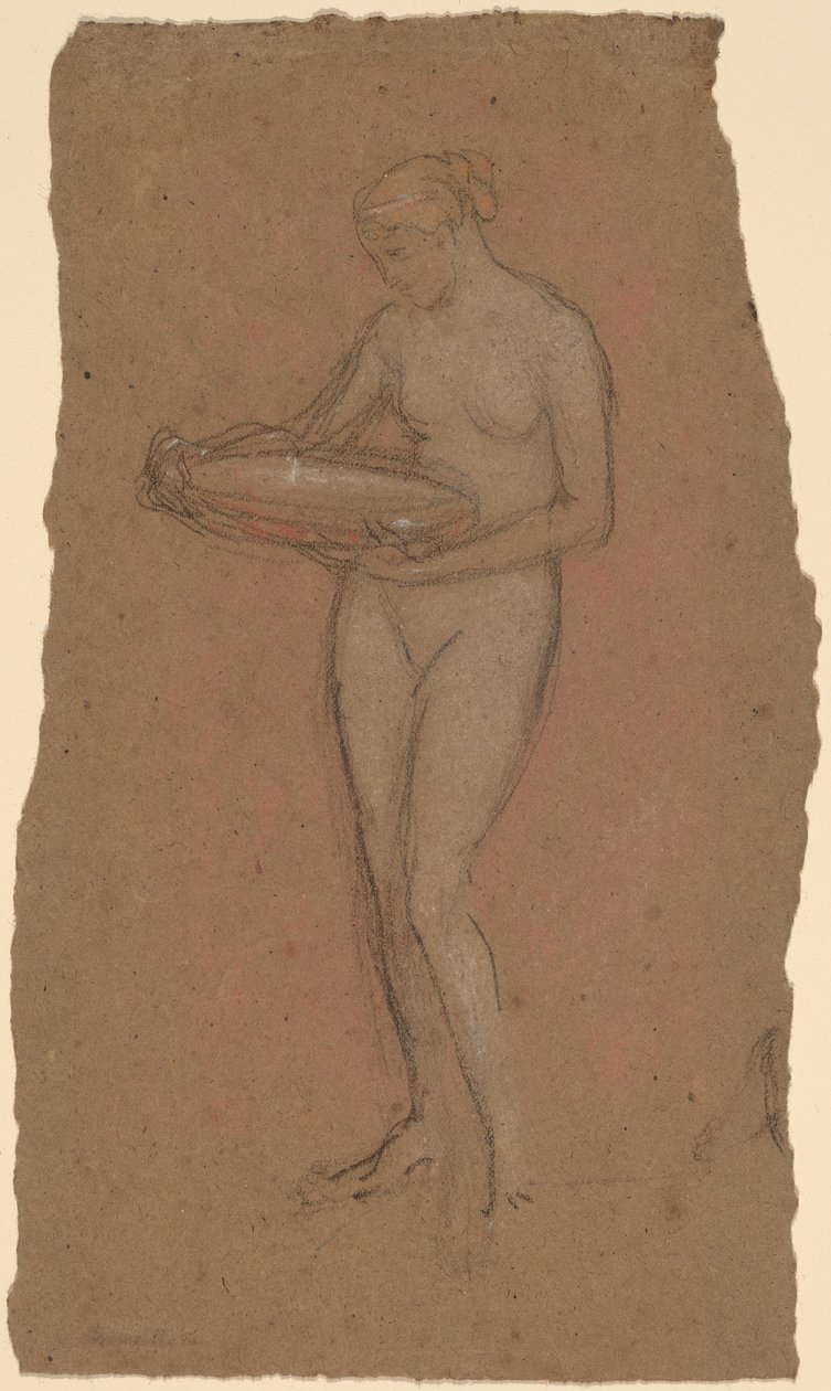 Stående naken kvinna som håller en skål [recto] av James Abbott McNeill Whistler