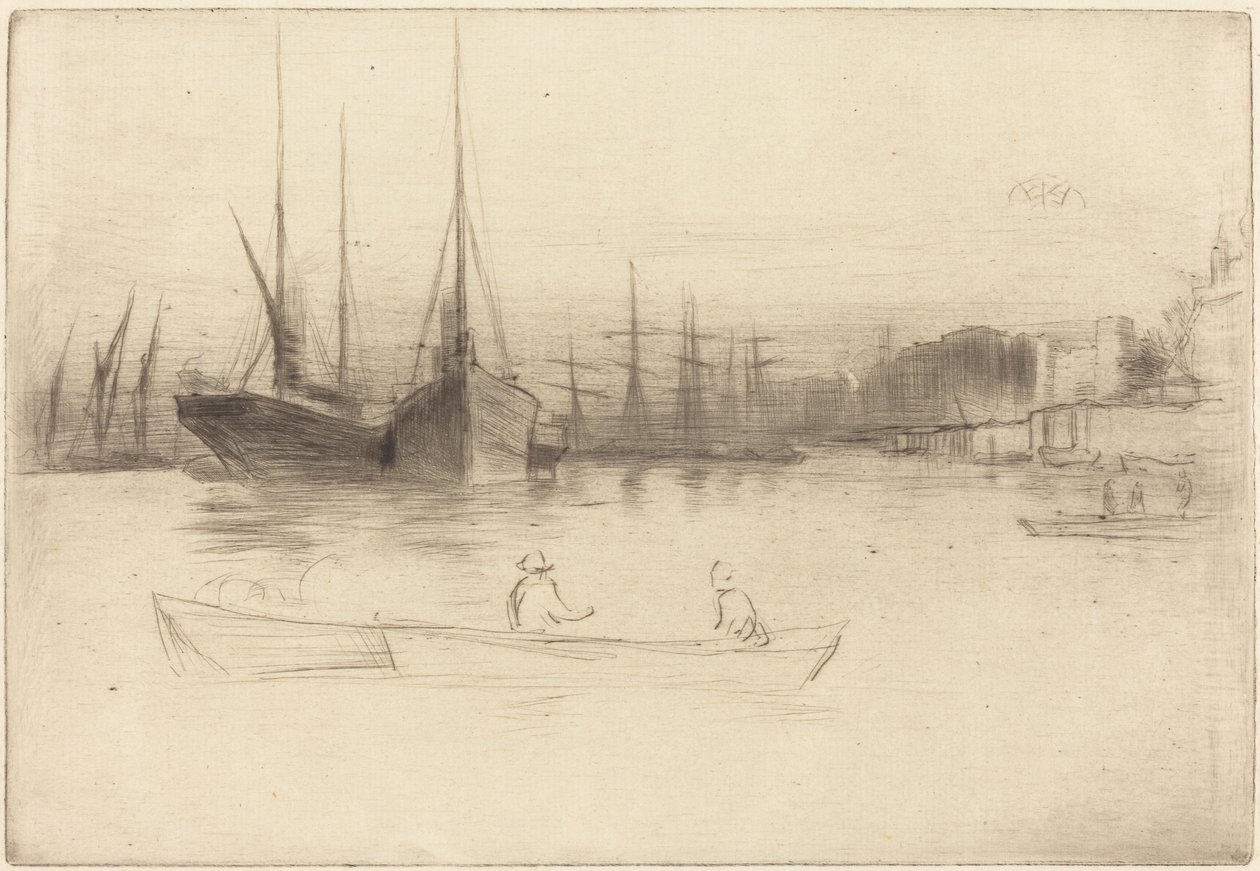 Ångbåtar utanför Towern av James McNeill Whistler