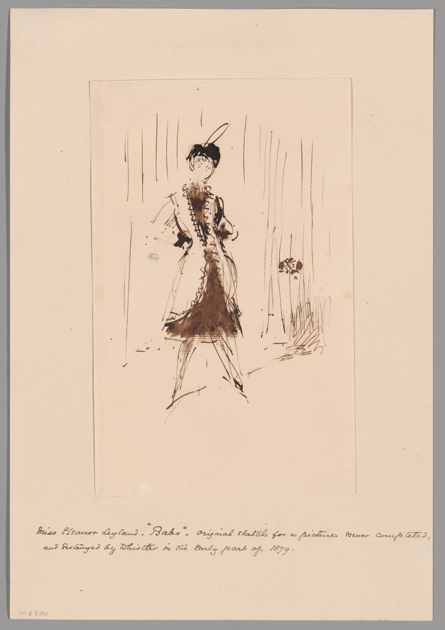 Studie för "Den blå flickan: Porträtt av Miss Elinor Leyland" av James McNeill Whistler