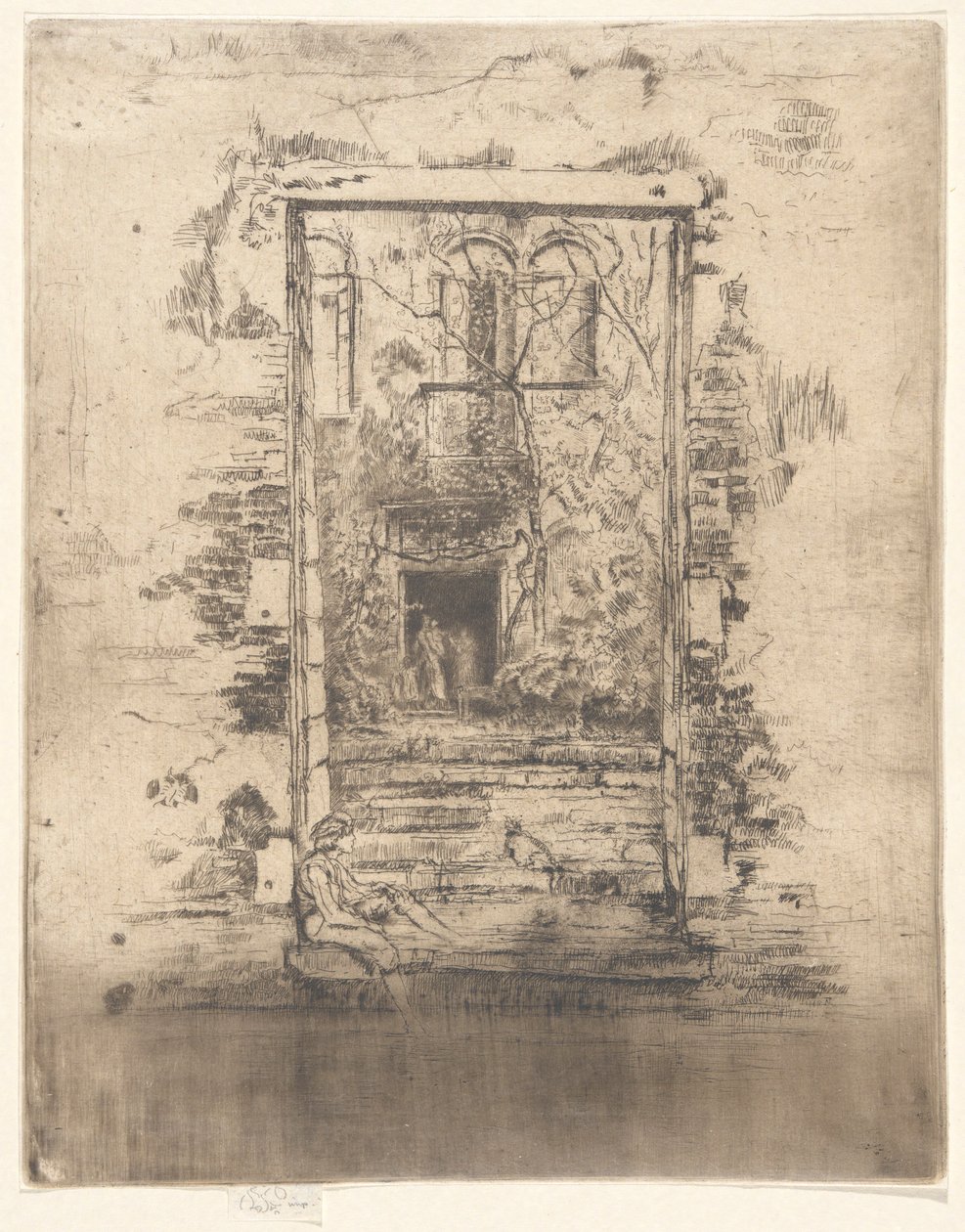 The Garden, från den andra Venedig-uppsättningen (en uppsättning av tjugosex etsningar) av James Abbott McNeill Whistler
