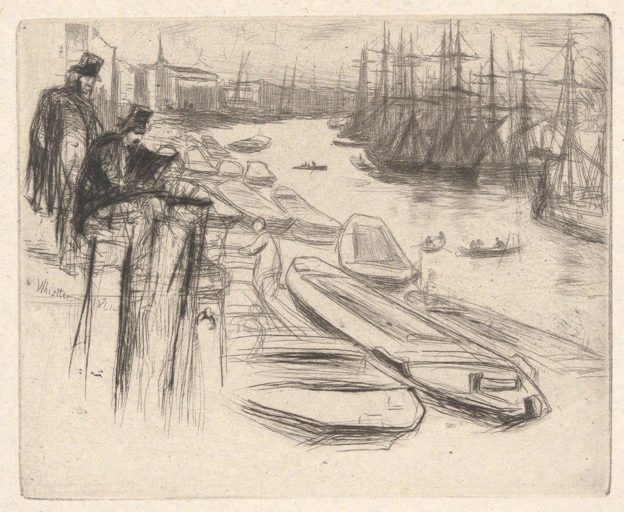 ”Den lilla dammen”, ur serien ”Thames Set” (En serie med sexton etsningar av motiv från Themsen och andra ämnen) av James McNeill Whistler