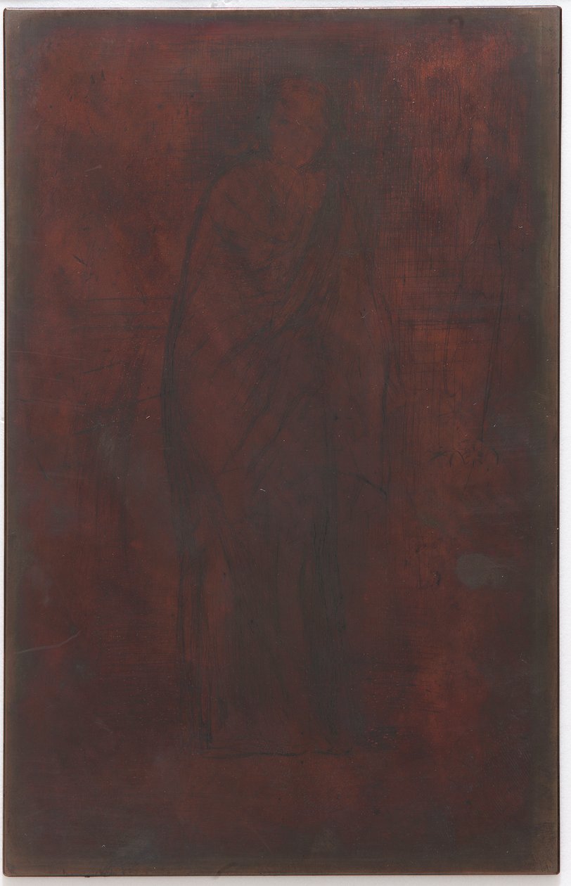 Modellen vilar: Tryckplatta/block av James Abbott McNeill Whistler