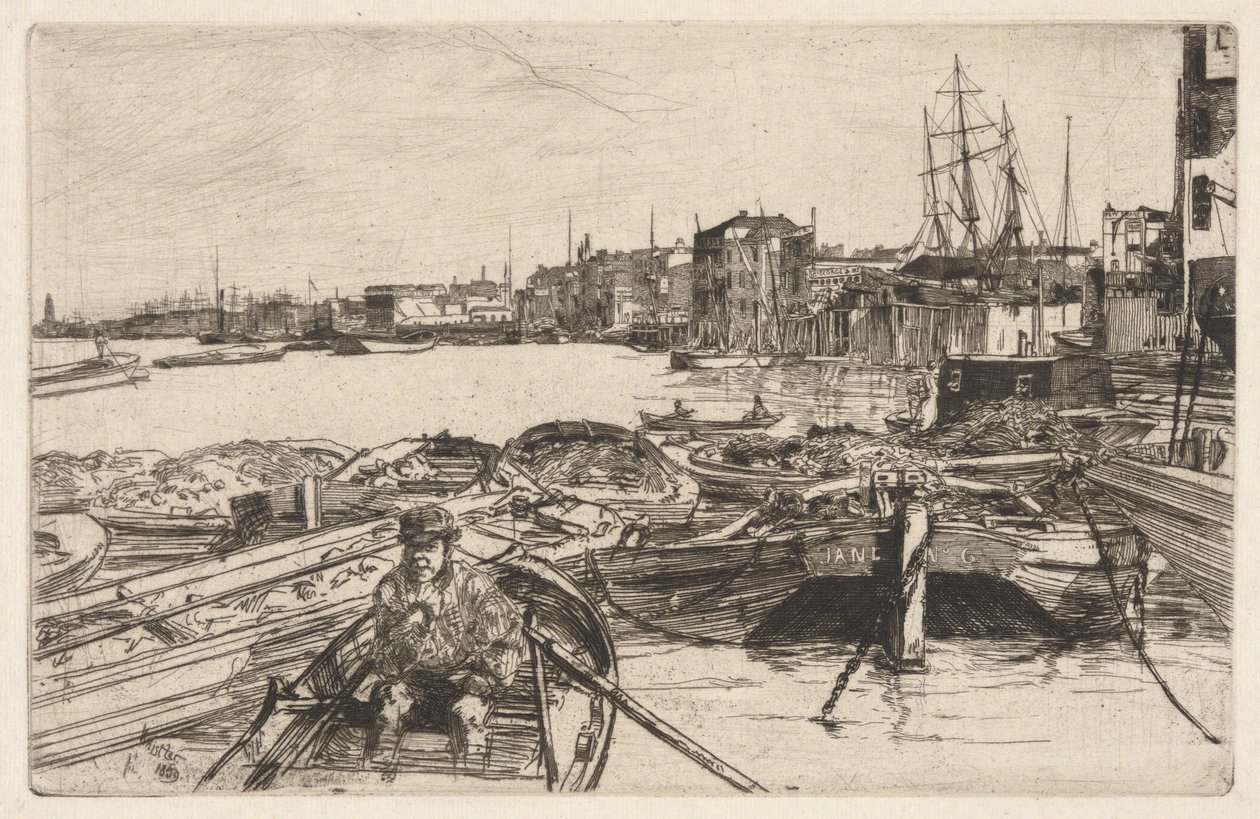 The Pool, from the Thames Set (En serie sexton etsningar av scener på Themsen och andra ämnen) av James Abbott McNeill Whistler