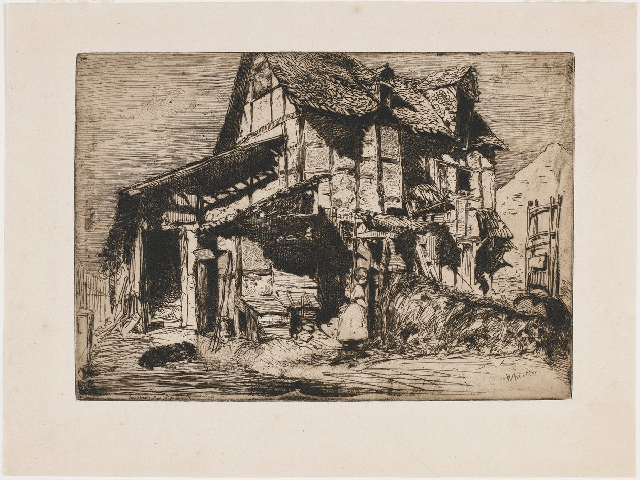 Den osäkra hyresgården. En av de tolv etsningarna från naturen (The French Set) av James Abbott McNeill Whistler