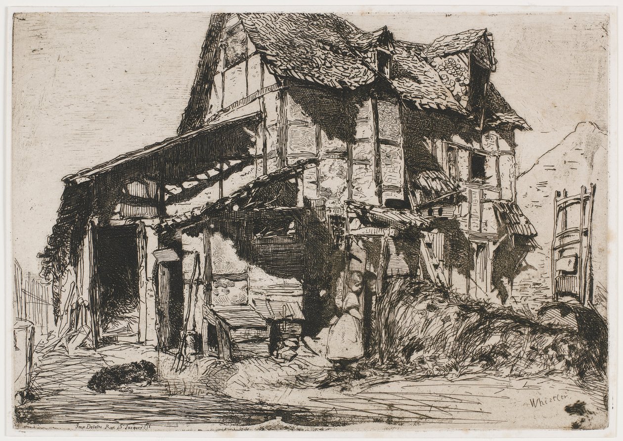 Den osäkra hyresgården. En av de tolv etsningarna från naturen (The French Set) av James Abbott McNeill Whistler