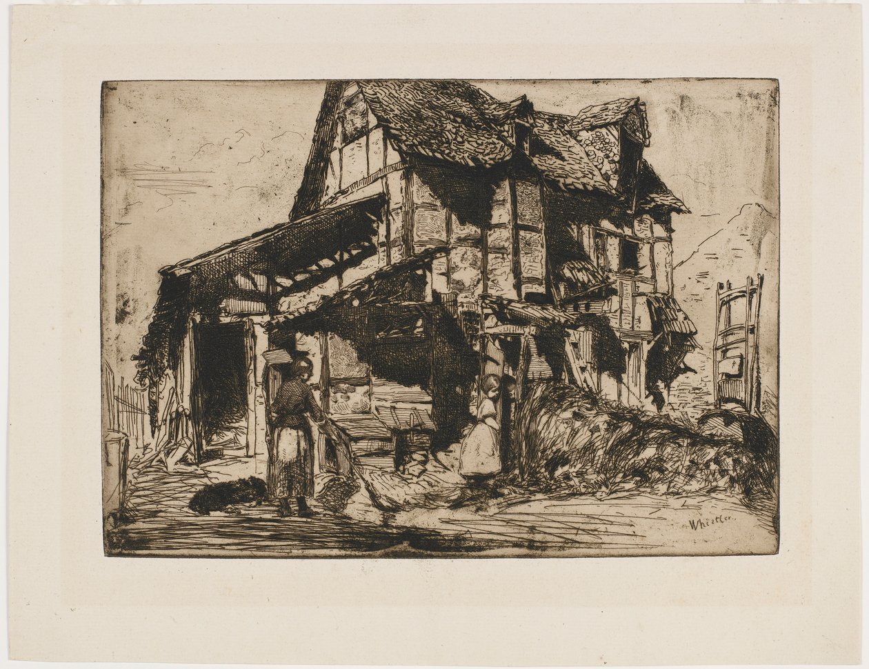 Den osäkra hyresgården. En av de tolv etsningarna från naturen. (Det franska setet) av James Abbott McNeill Whistler