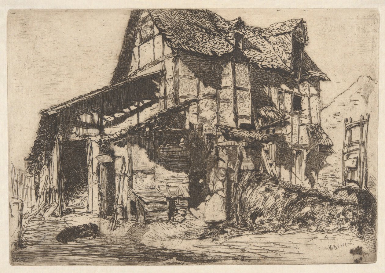 The Unsafe Tenement, från den franska uppsättningen (Douze Eaux-Fortes d av James Abbott McNeill Whistler
