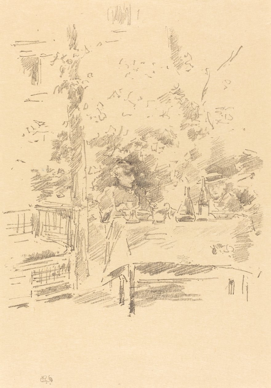 En-mot-en i trädgården av James Abbott McNeill Whistler