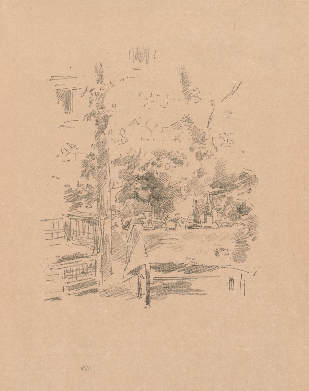 En-mot-en i trädgården av James Abbott McNeill Whistler
