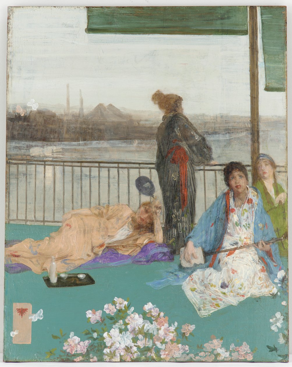 Variationer i köttfärg och grönt - Balkongen av James Abbott McNeill Whistler