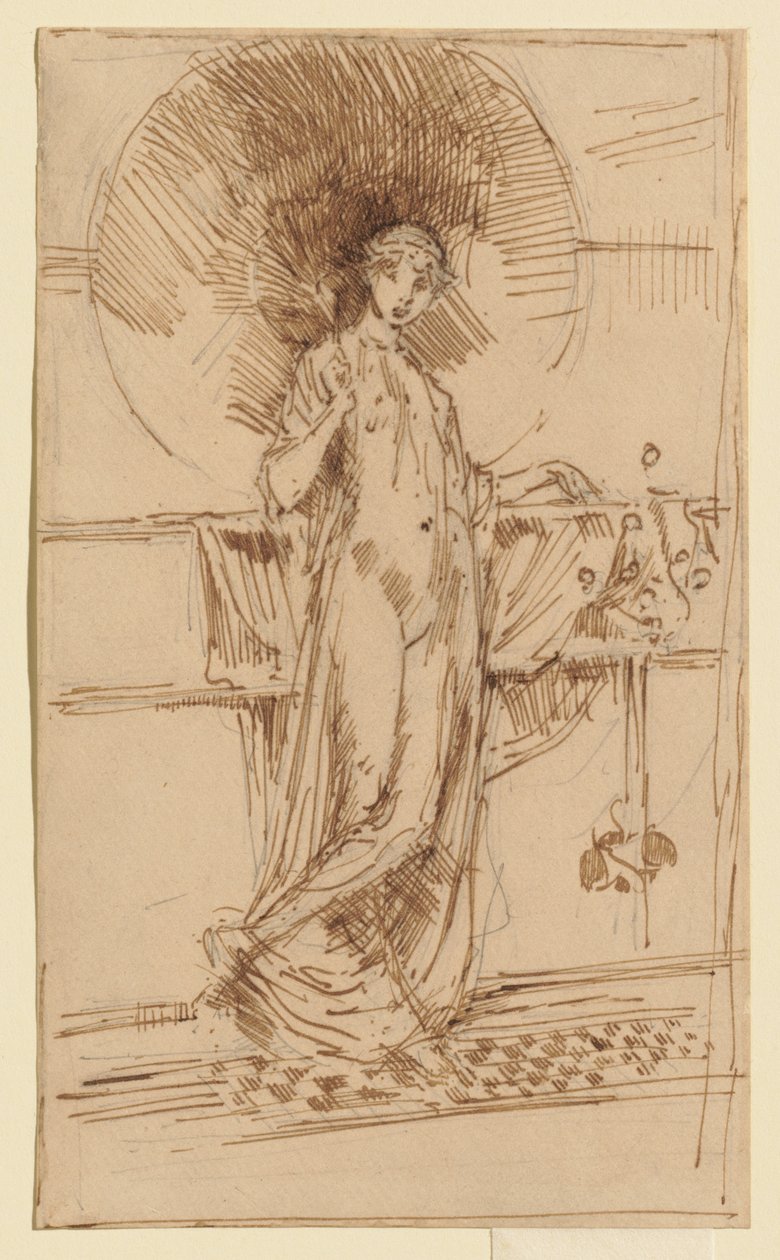Kvinna med parasoll (skiss till "Harmoni i blått och guld") av James McNeill Whistler