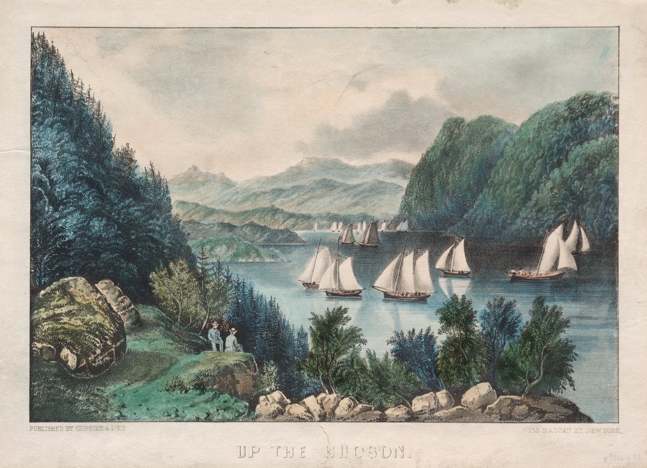 Uppför Hudson, ca. 1857-72. av James Merritt Ives