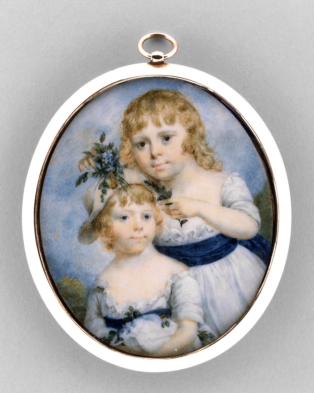 Porträtt av två systrar, ca 1795 (akvarell på elfenben av James Nixon