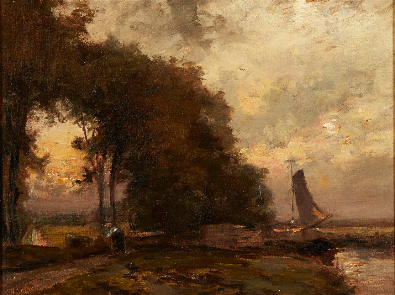 Ett holländskt landskap (olja på duk) av James Noble