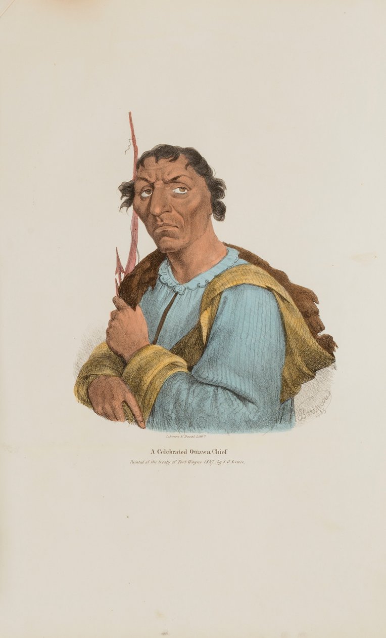 En hyllad Ottowa-hövding, från The Aboriginal Portfolio av James Otto Lewis