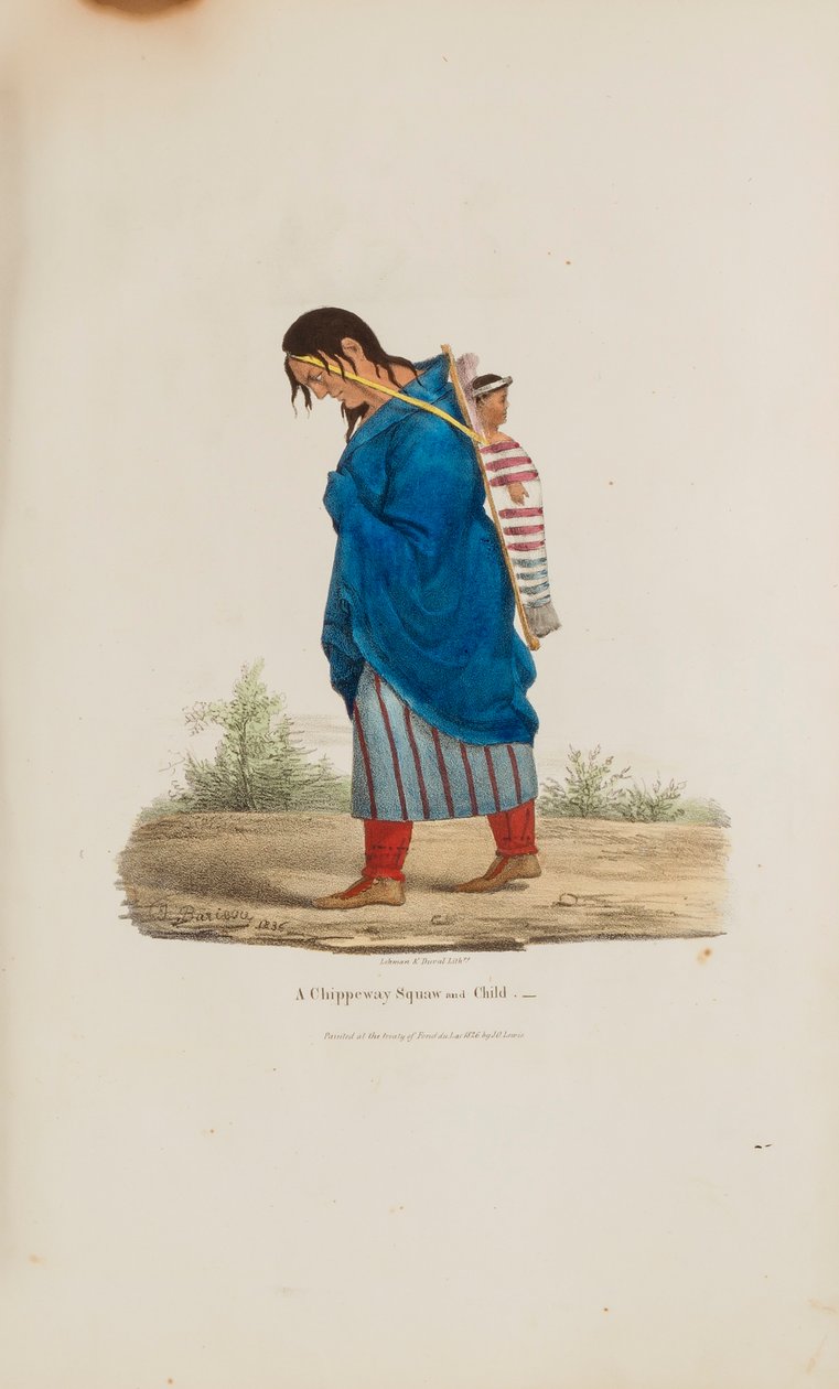 En kvinna och ett barn från Chippeway, från The Aboriginal Portfolio av James Otto Lewis
