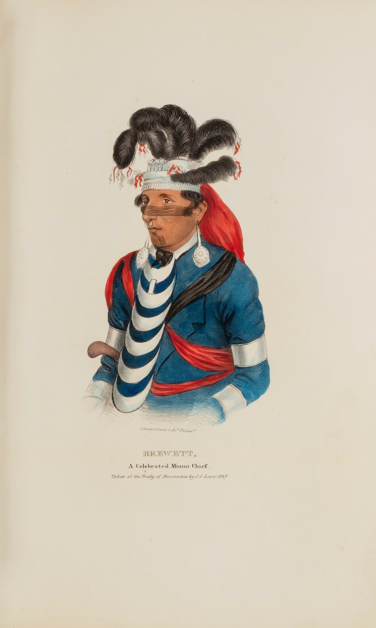 BREWETT; En hyllad hövding Miami-hövding, från The Aboriginal Portfolio av James Otto Lewis