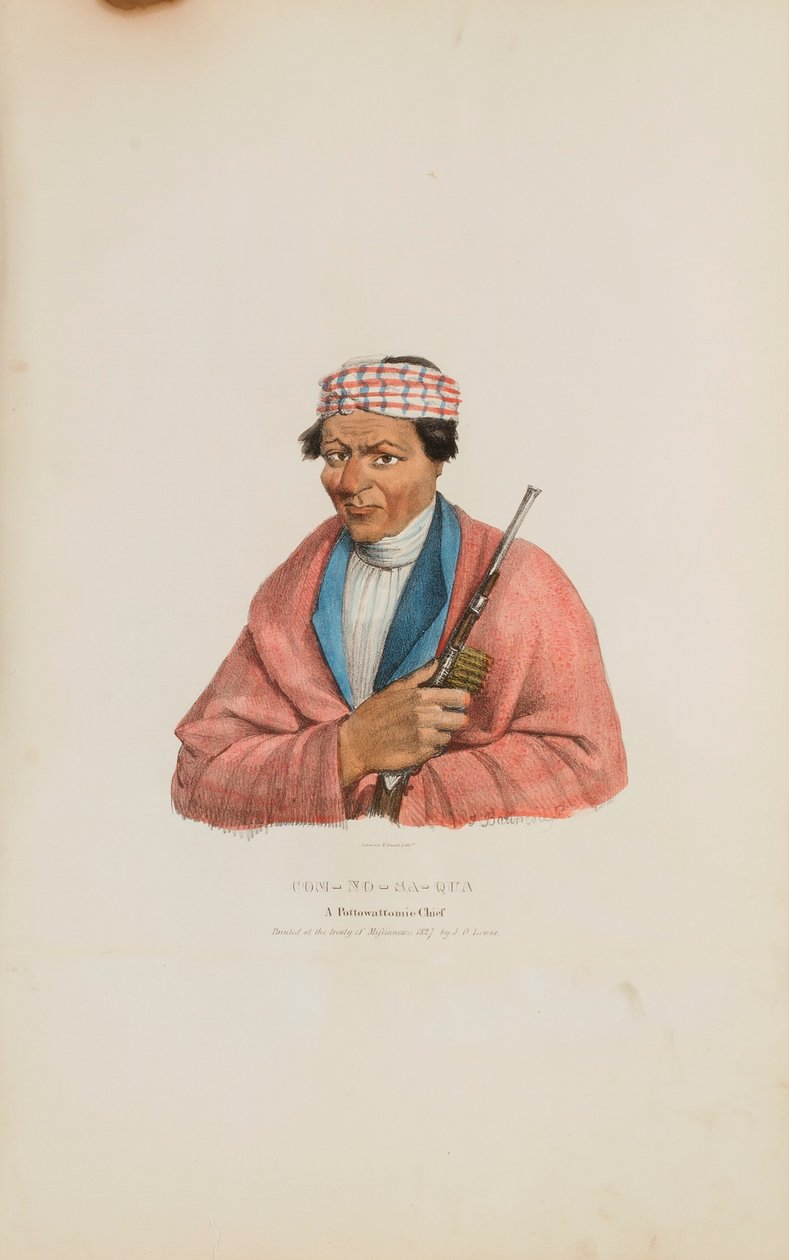 CAN-NO-SA-QUA; En hövding från Pottowattomie, från The Aboriginal Portfolio av James Otto Lewis