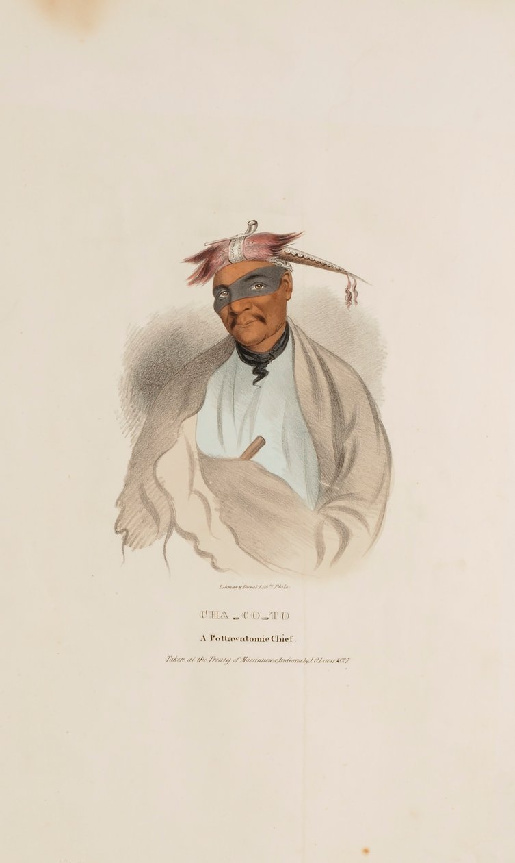CHA-CO-TO, en hövding från Pottowattomie, från The Aboriginal Portfolio av James Otto Lewis
