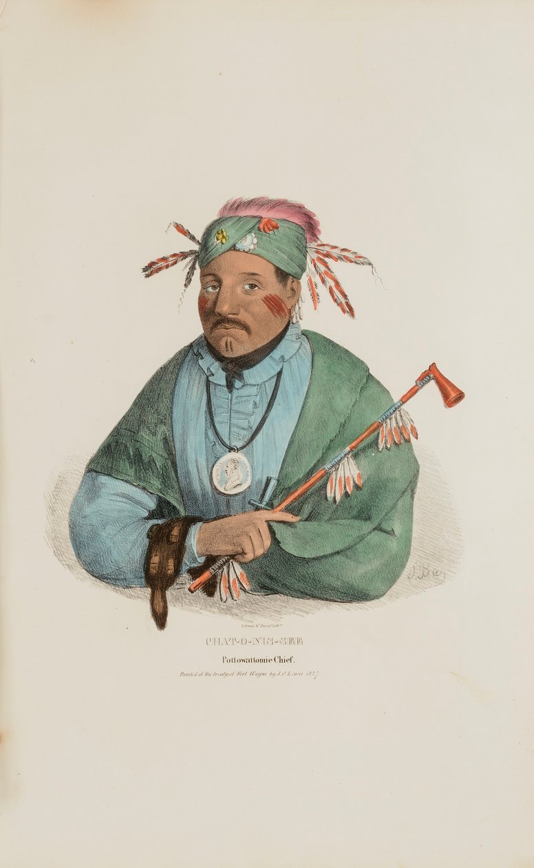 CHAT-O-MIS-SEE; Pottowattomie Chief, från The Aboriginal Portfolio av James Otto Lewis