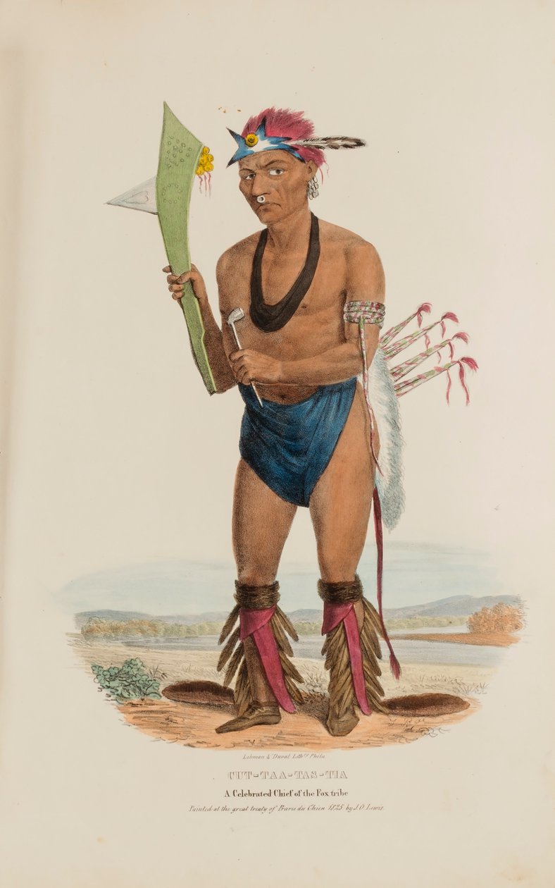 CUT-TAA-TAS-TIA; En hyllad hövding av Fox-stammen, från The Aboriginal Portfolio av James Otto Lewis