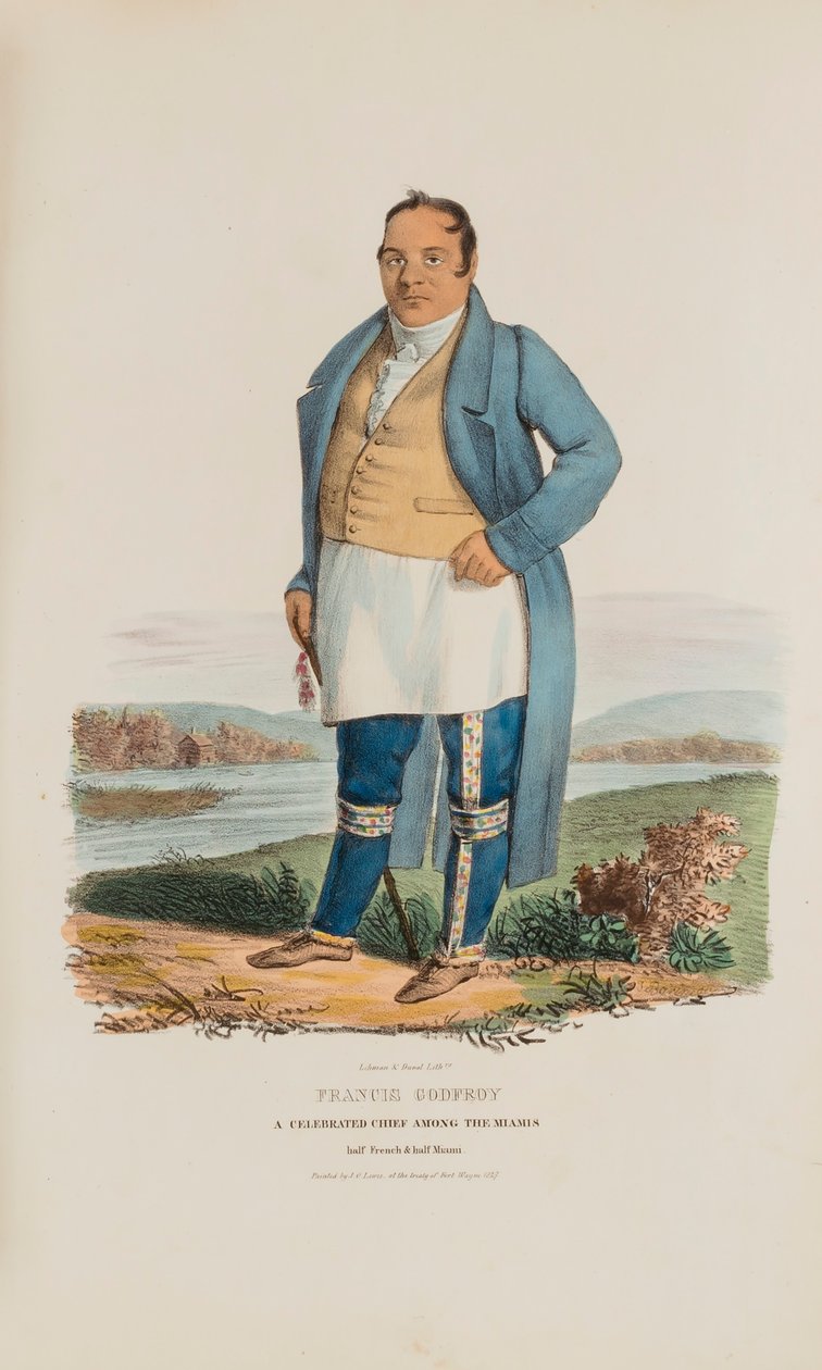 FRANCIS GODFROY; En hyllad hövding bland Miamis, från The Aboriginal Portfolio av James Otto Lewis