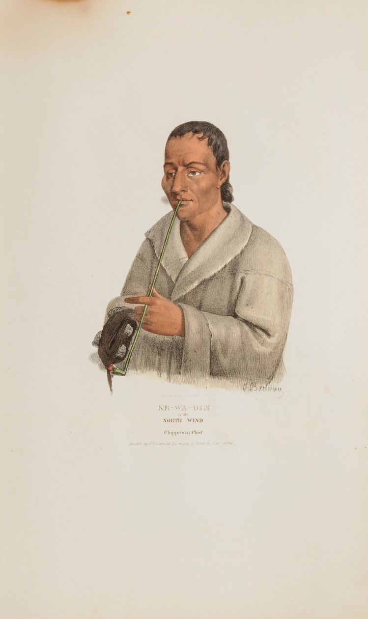 KE-WA-DIN eller Nordvinden; En Chippewayhövding, från The Aboriginal Portfolio av James Otto Lewis