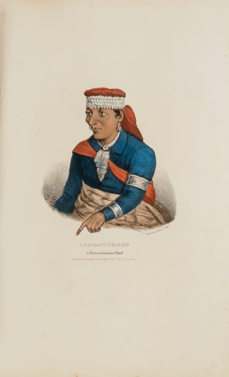 KEE-O-TUCK-KEE; En hövding från Pottowattomie, från The Aboriginal Portfolio av James Otto Lewis