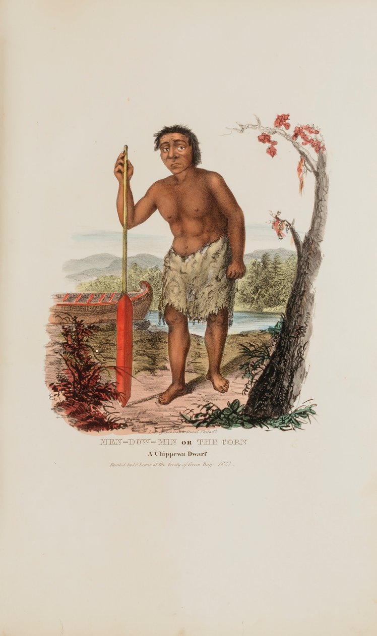 MEN-DOW-MIN eller Majsen; En dvärg från Chippewa, från The Aboriginal Portfolio av James Otto Lewis
