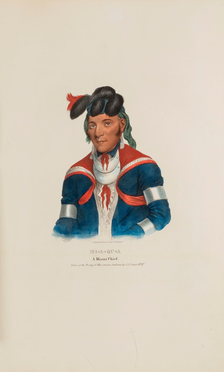 MI-A-QU-A; En Miami-hövding, från The Aboriginal Portfolio av James Otto Lewis